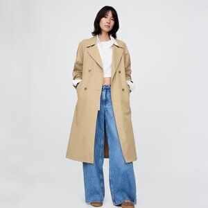 GAP Icon Double Brested Trench Coat in Khaki Tan Oversized XS/Small/Medium